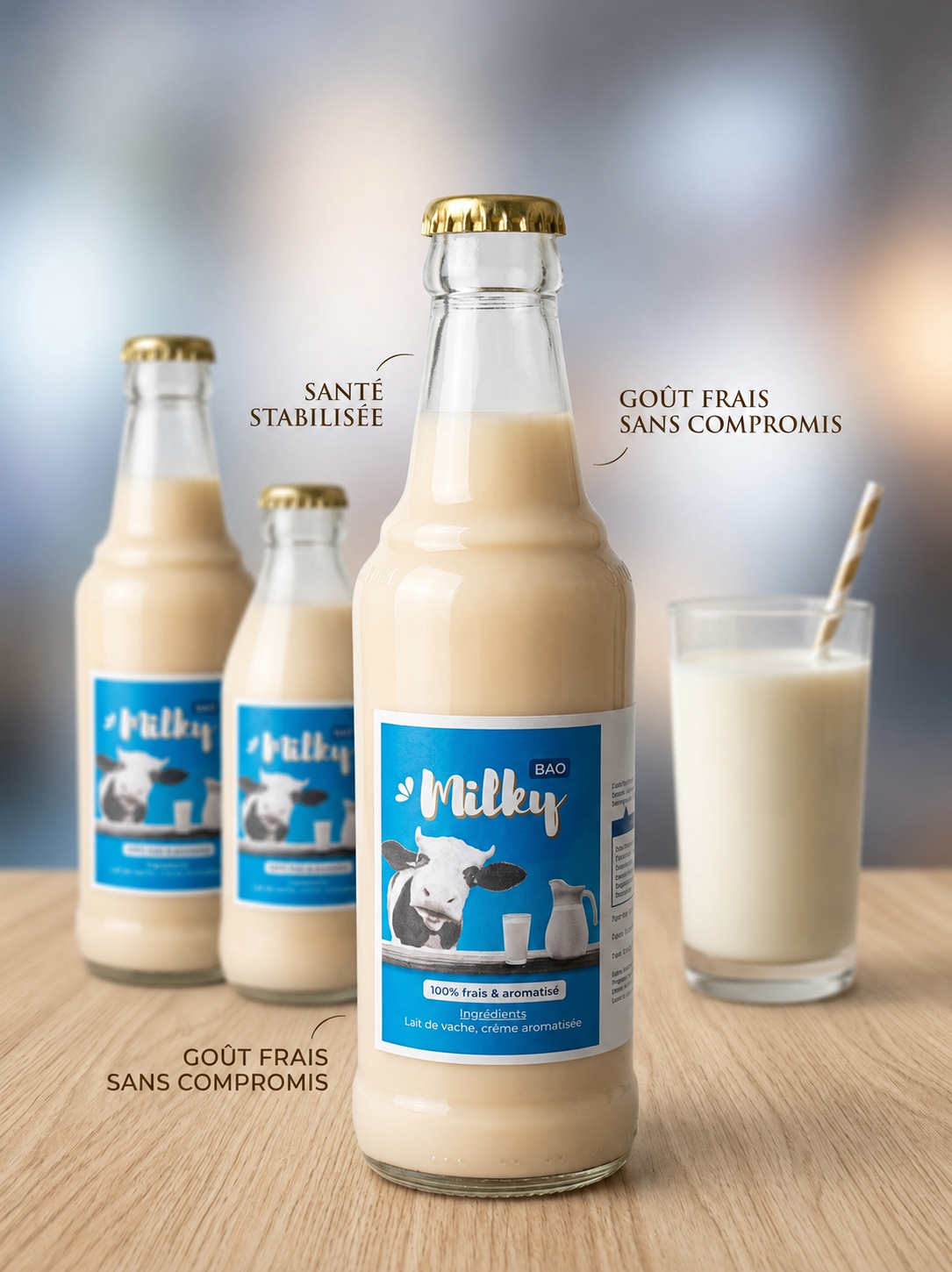 Lait de vache stabilisé 33 cl